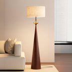 Contemporary Tapered Metal Floor Lamp Fabric Shade
