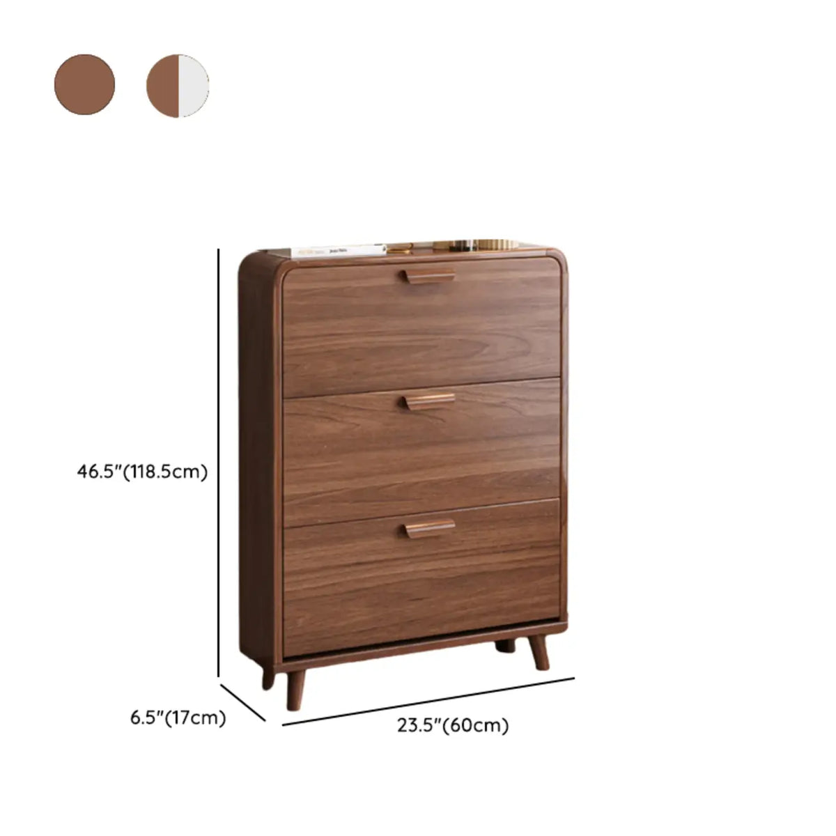 Traditional Hidden Adjustable 3 Tiers Solid Wood Shoe Cabinet