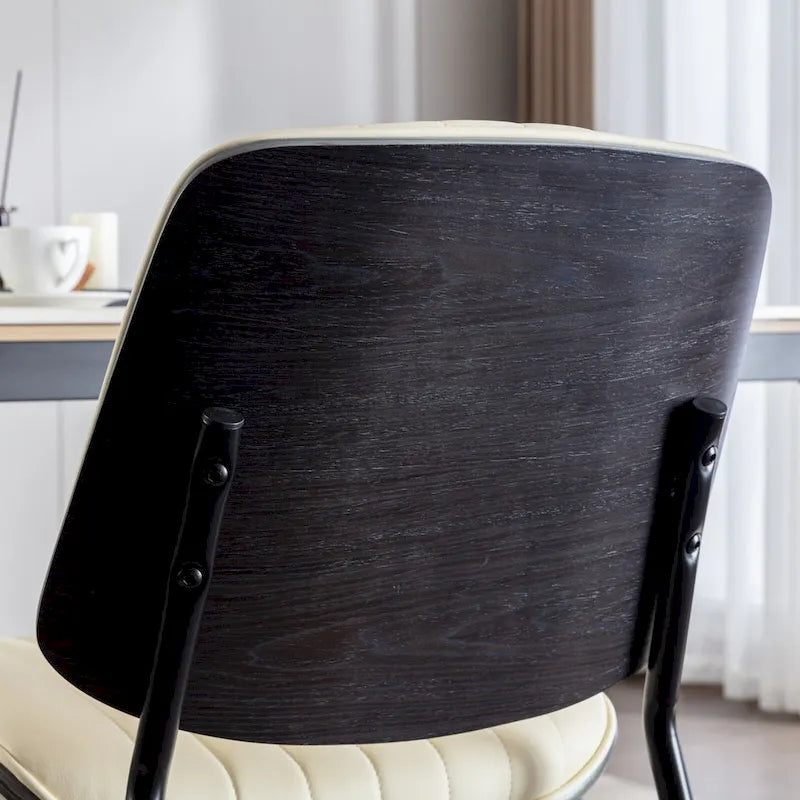 2PCS Faux Leather Chair with Metal Legs