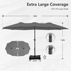 MAISON ARTS 15ft Double-Sided Patio Extra Large Twin Umbrella with Base Included