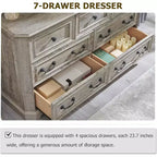 54 7-Drawer Dresser for Bedroom, Vintage Rustic Wide Chest of Drawers for Living Room & Hallway