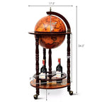 Costway 17.5 Wood Globe Wine Bar Stand 16th Century Italian Rack Liquor Bottle Shelf