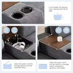 Clihome 140 Oversized Modular Sectional Sofa with Movable Storage Ottoman,Cup Holder,Wide Seat,USB Charger,6 Seat U Shaped Corduroy Couch