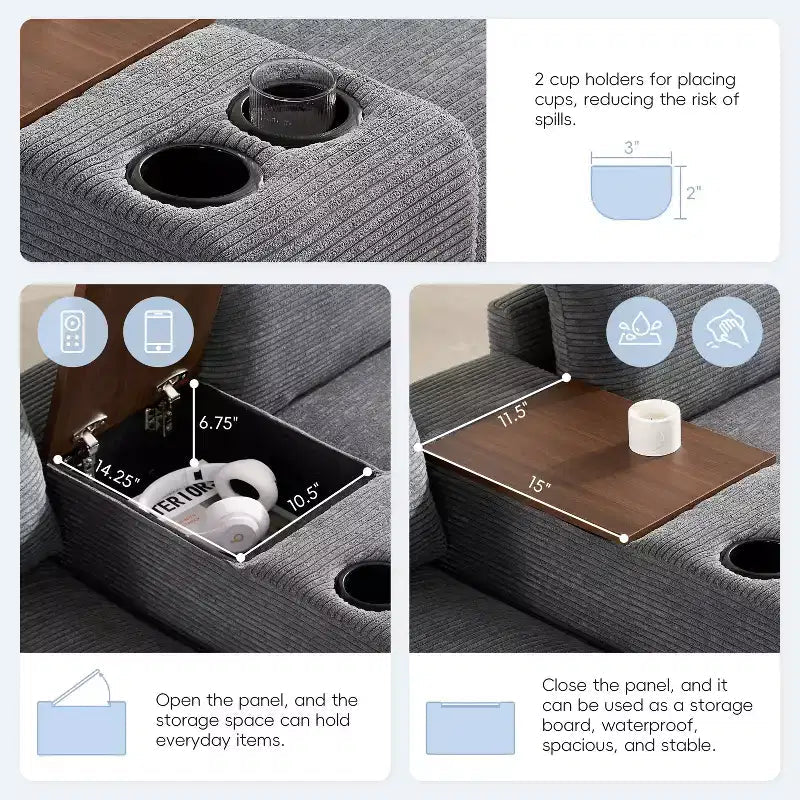 Clihome 140 Oversized Modular Sectional Sofa with Movable Storage Ottoman,Cup Holder,Wide Seat,USB Charger,6 Seat U Shaped Corduroy Couch