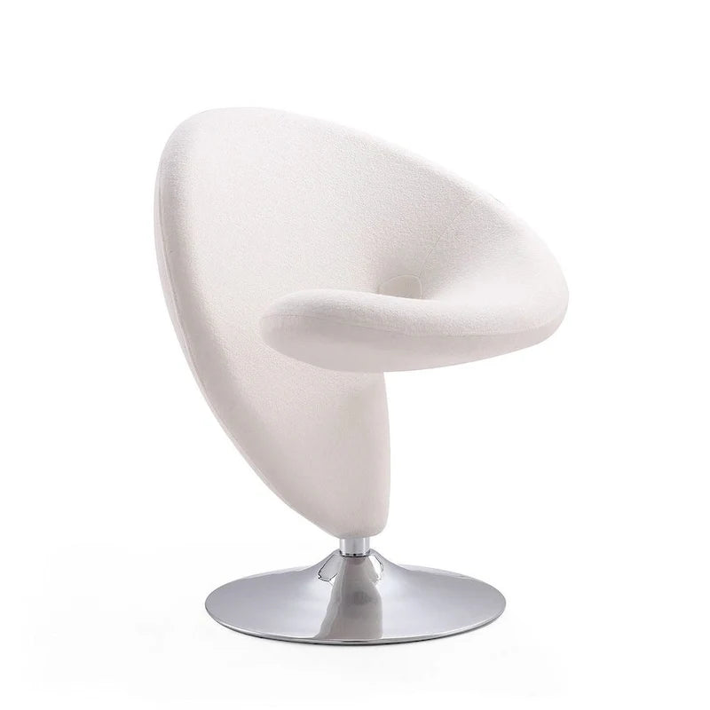 Manhattan Comfort Curl Chrome Wool Blend Swivel Accent Chair (Set of 2)