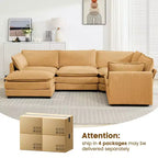 Modern 113.4D*79.13W Oversized Corduroy Modular 5-Seat Sectional Sofa Set with Ottoman U Shaped Sofa Couch with Corner Sofa,HYLEORY