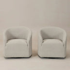 KINWELL 32 W Boucle Upholstered Swivel Barrel Armchair (Set of 2)