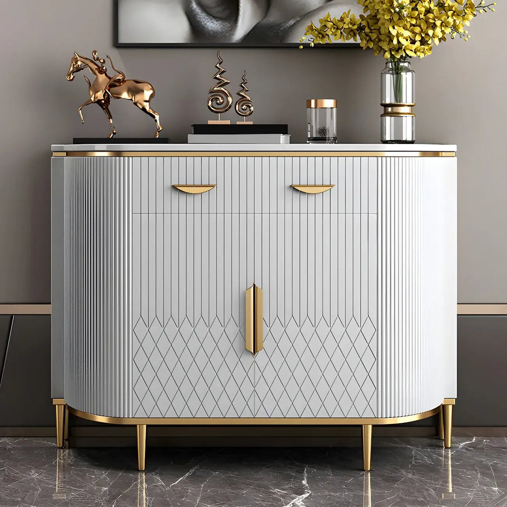 Glam Marble Sideboard in Grey with Storage