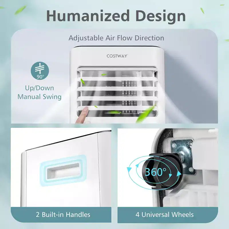 Costway 8000 BTU Portable Air Conditioner 3-in-1 Air Cooler with Fan Dehum Sleep Mode