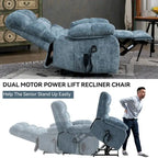 Dual Motor Power Lift Recliner Chair with Massage and Heat for Elderly People, Large Lazy Single Boy Recliners with Power-Remote