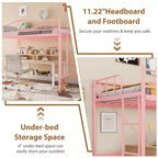 Loft Bed Twin Size with Removable Ladder & Full Safety Guardrail, Twin Loft Bed Heavy-Duty Metal Frame 400 Lbs Weight Capacity, Space Saving