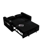 54 Pull-Out Sleeper Sofa Bed, 2 Seat Recliner Sofa Bed with Storage, Lumbar Pillow, USB Power Outlet