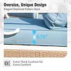 Captiva Designs 5pc Extra Large Metal and Rattan Outdoor Patio Conversation Set with Swivel Grid-back Chairs and Loveseat