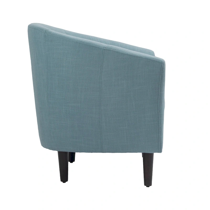 2 Set Modern Linen Barrel Accent Chairs Club Armchair