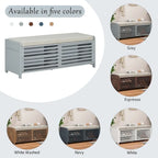 43.30 Solid Wood Storage Bench with Contemporary Distressed Blinds