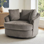 DREAMSIDEA Recessed Arm Slipcovered Swivel Barrel Chair