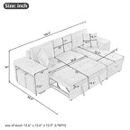 104.5 Reversible L-Shape Sleeper Sectional with Storage Chaise & 2 Stools - Convertible 3-Seat Sofa Bed for Living Room