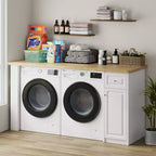 82.6 Laundry Countertop Storage with Adjustable Shelf & Drawer, Washer Dryer Countertop for Laundry Room