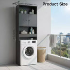 FurnitureR Over The Toilet Storage Cabinet, 3-Tier Bathroom Organizer Shelf with Double Doors & Open Storage, Freestanding Bathroom Rack, 76.38 Tall