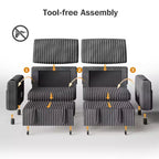 Dyonery 91 Sectional Sleeper Sofa Bed with Pull Out Bed,Reclining Backrest/Two Pull Out Beds/USB Ports/Cup Holders, Plush Corduroy