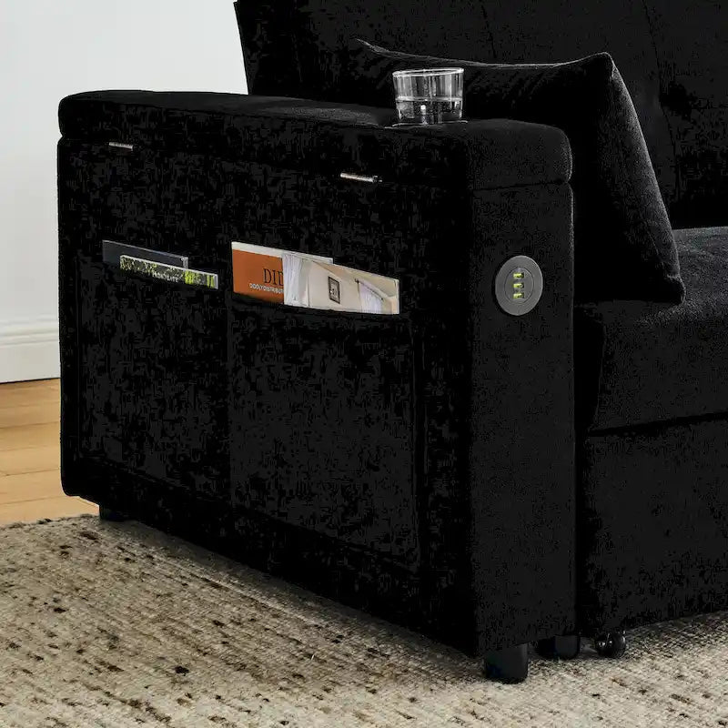 54 Pull-Out Sleeper Sofa Bed Double Seat Recliner Sofa Bed