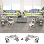 Bureau d'angle réversible avec station de charge, bureau d'ordinateur pour le télétravail avec lumières LED et tiroirs