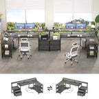 Bureau d'angle réversible avec station de charge, bureau d'ordinateur pour le télétravail avec lumières LED et tiroirs
