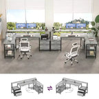 Bureau d'angle réversible avec station de charge, bureau d'ordinateur pour le télétravail avec lumières LED et tiroirs