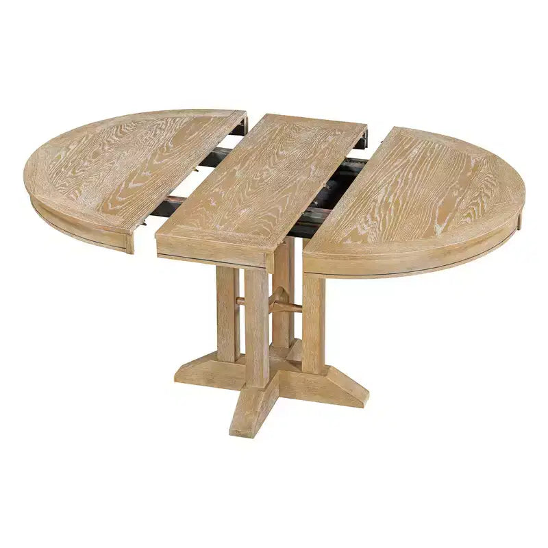 Table à manger ronde extensible de ferme de 56 po, table ronde avec pied central lourd, table pliante pour cuisine, salle à manger