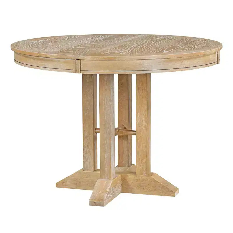 Table à manger ronde extensible de ferme de 56 po, table ronde avec pied central lourd, table pliante pour cuisine, salle à manger