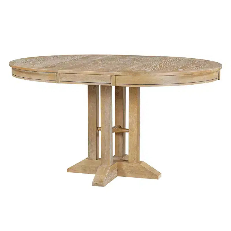 Table à manger ronde extensible de ferme de 56 po, table ronde avec pied central lourd, table pliante pour cuisine, salle à manger