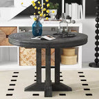 Table à manger ronde extensible de ferme de 56 po, table ronde avec pied central lourd, table pliante pour cuisine, salle à manger