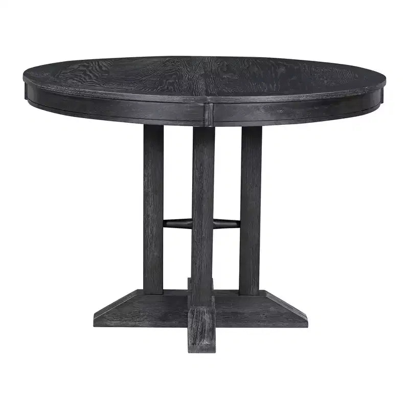 Table à manger ronde extensible de ferme de 56 po, table ronde avec pied central lourd, table pliante pour cuisine, salle à manger
