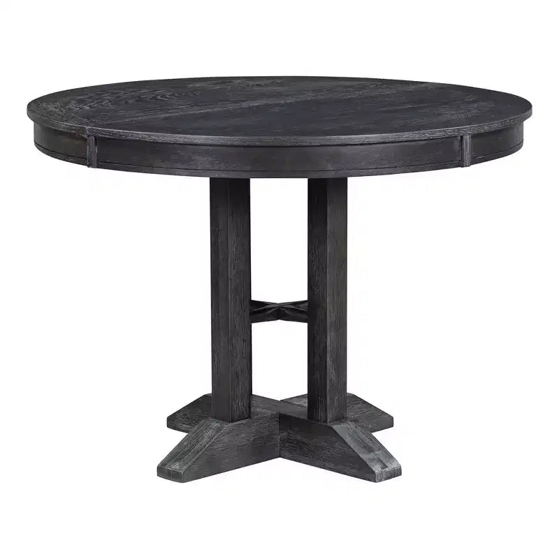 Table à manger ronde extensible de ferme de 56 po, table ronde avec pied central lourd, table pliante pour cuisine, salle à manger