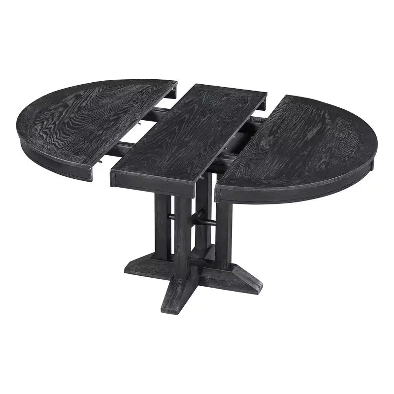 Table à manger ronde extensible de ferme de 56 po, table ronde avec pied central lourd, table pliante pour cuisine, salle à manger