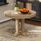 Table à manger ronde extensible de ferme de 56 po, table ronde avec pied central lourd, table pliante pour cuisine, salle à manger