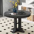 Table à manger ronde extensible de ferme de 56 po, table ronde avec pied central lourd, table pliante pour cuisine, salle à manger
