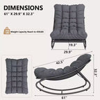 Fauteuil à bascule moderne pour adultes, fauteuil œuf surdimensionné avec inclinaison réglable et coussin amovible, fauteuil à bascule rembourré pour salon, terrasse