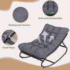 Fauteuil à bascule moderne pour adultes, fauteuil œuf surdimensionné avec inclinaison réglable et coussin amovible, fauteuil à bascule rembourré pour salon, terrasse