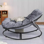 Fauteuil à bascule moderne pour adultes, fauteuil œuf surdimensionné avec inclinaison réglable et coussin amovible, fauteuil à bascule rembourré pour salon, terrasse