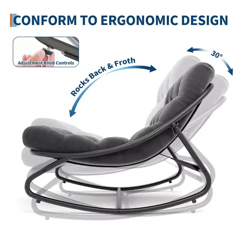 Fauteuil à bascule moderne pour adultes, fauteuil œuf surdimensionné avec inclinaison réglable et coussin amovible, fauteuil à bascule rembourré pour salon, terrasse