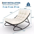 Fauteuil à bascule moderne pour adultes, fauteuil œuf surdimensionné avec inclinaison réglable et coussin amovible, fauteuil à bascule rembourré pour salon, terrasse