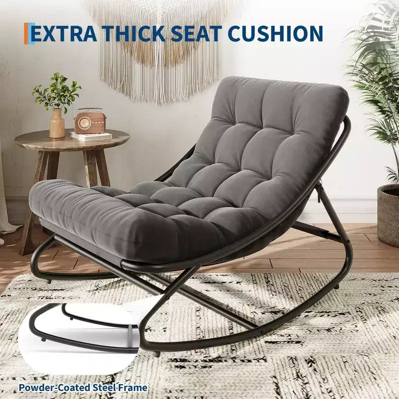 Fauteuil à bascule moderne pour adultes, fauteuil œuf surdimensionné avec inclinaison réglable et coussin amovible, fauteuil à bascule rembourré pour salon, terrasse