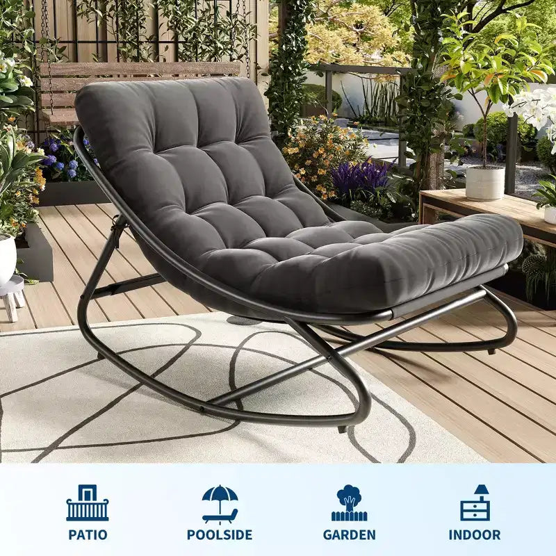Fauteuil à bascule moderne pour adultes, fauteuil œuf surdimensionné avec inclinaison réglable et coussin amovible, fauteuil à bascule rembourré pour salon, terrasse