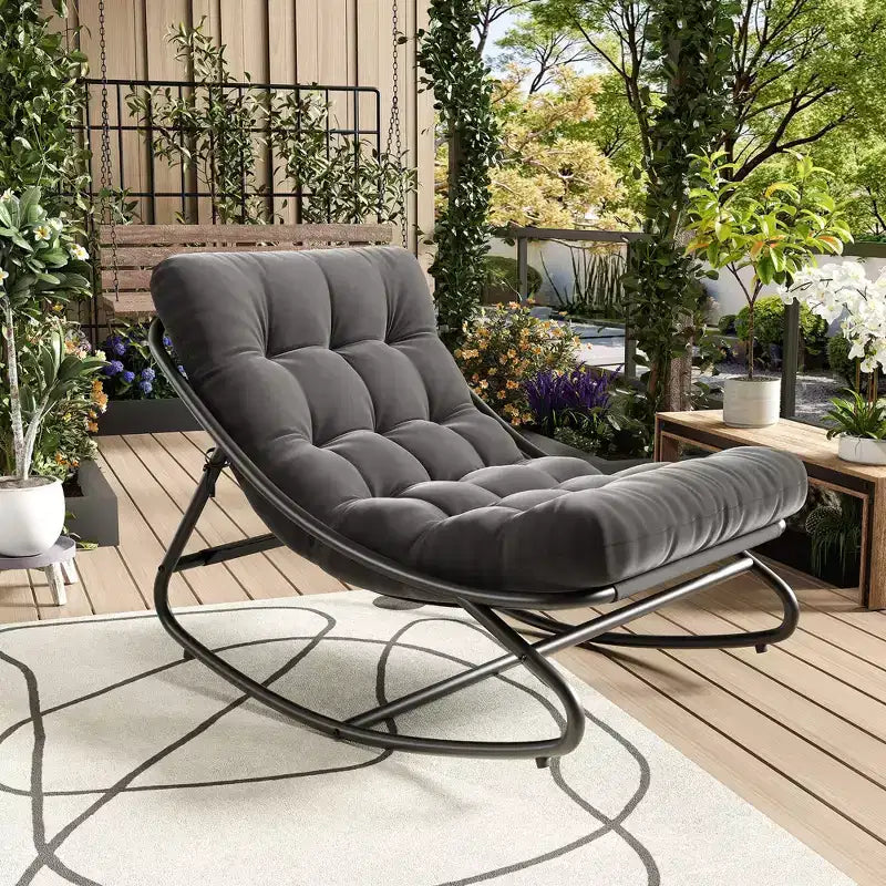 Fauteuil à bascule moderne pour adultes, fauteuil œuf surdimensionné avec inclinaison réglable et coussin amovible, fauteuil à bascule rembourré pour salon, terrasse