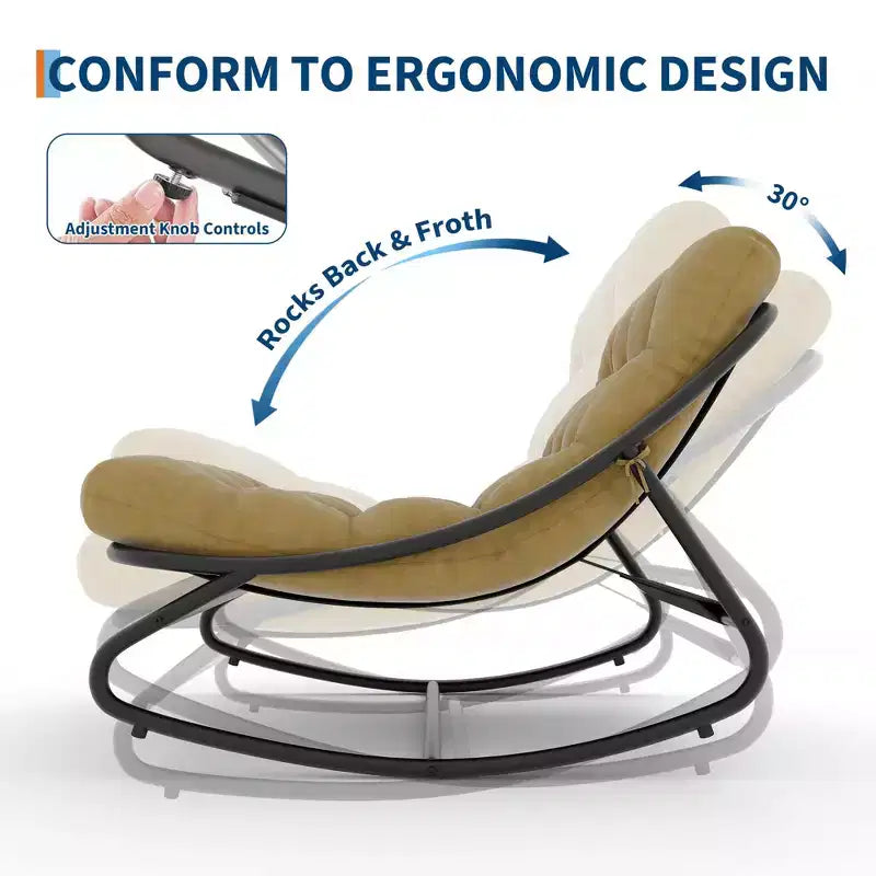 Fauteuil à bascule moderne pour adultes, fauteuil œuf surdimensionné avec inclinaison réglable et coussin amovible, fauteuil à bascule rembourré pour salon, terrasse