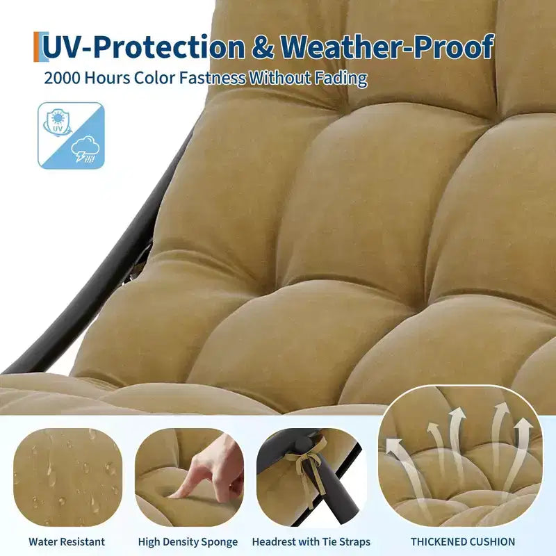 Fauteuil à bascule moderne pour adultes, fauteuil œuf surdimensionné avec inclinaison réglable et coussin amovible, fauteuil à bascule rembourré pour salon, terrasse