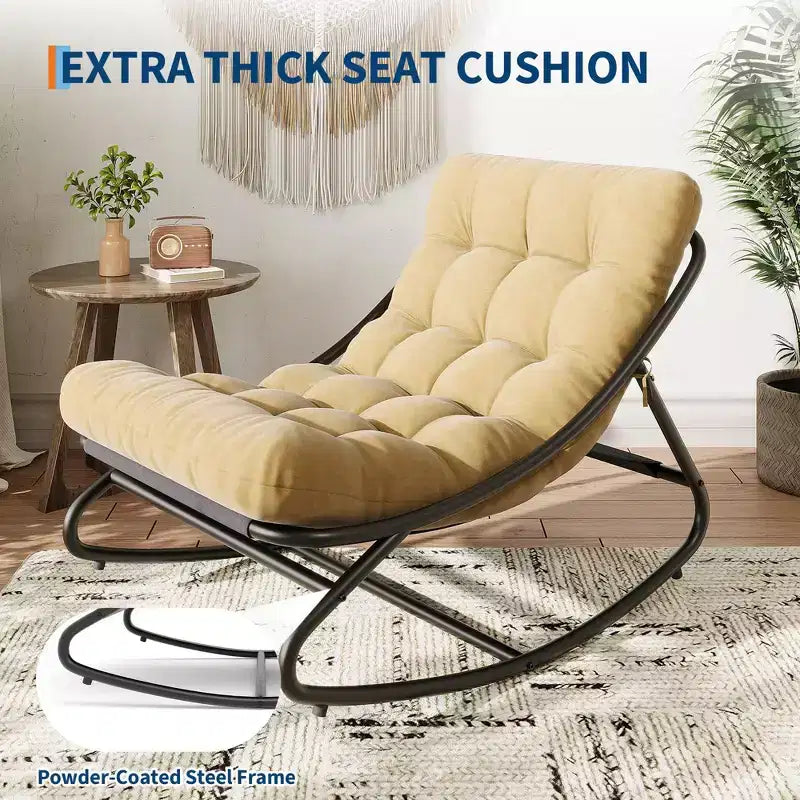 Fauteuil à bascule moderne pour adultes, fauteuil œuf surdimensionné avec inclinaison réglable et coussin amovible, fauteuil à bascule rembourré pour salon, terrasse