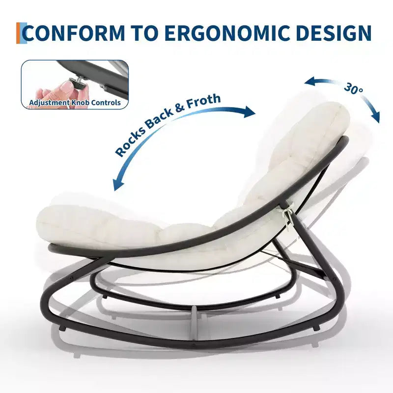 Fauteuil à bascule moderne pour adultes, fauteuil œuf surdimensionné avec inclinaison réglable et coussin amovible, fauteuil à bascule rembourré pour salon, terrasse