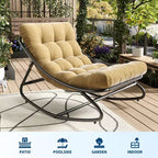 Fauteuil à bascule moderne pour adultes, fauteuil œuf surdimensionné avec inclinaison réglable et coussin amovible, fauteuil à bascule rembourré pour salon, terrasse